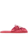 Carlotha Ray Quilted Ties Flat Mules In Pink
