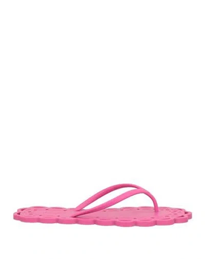 Carlotha Ray Woman Thong Sandal Fuchsia Size 7-8 Rubber In Multi