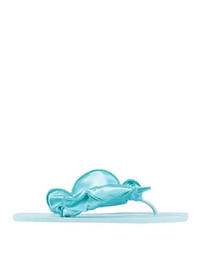 Carlotha Ray Woman Thong Sandal Turquoise Size 7-8 Textile Fibers In Blue