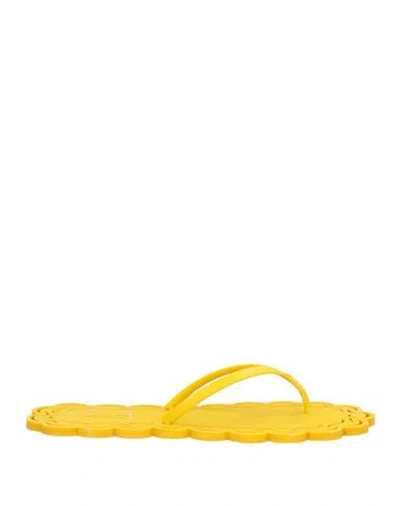 Carlotha Ray Woman Thong Sandal Yellow Size 11-12 Rubber In White