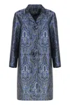 Carlotta Canepa Patterned-jacquard Single-breasted Coat In Blue