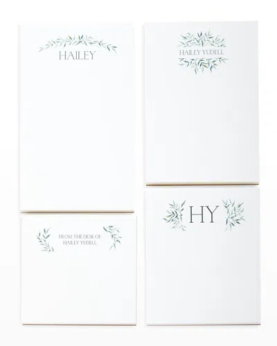 Carlson Craft Greenery Swag Personalized Notepad Set In White