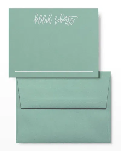 Carlson Craft Tailor Made Note Cards, Set Of 25 - Personalized In Green