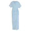 Carlton Jones Women's Blue Long Wrap Dress - Denim In Blue