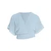 Carlton Jones Women's Blue Wrap Top - Denim In Blue