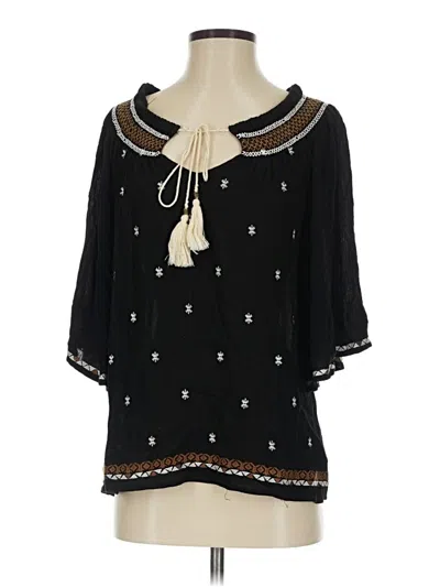 Pre-owned Carly Jean 3/4 Sleeve Blouse In Black
