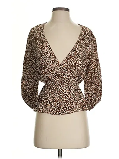 Pre-owned Carly Jean 3/4 Sleeve Blouse In Brown