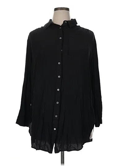 Pre-owned Carly Jean 3/4 Sleeve Button Down Shirt In Black
