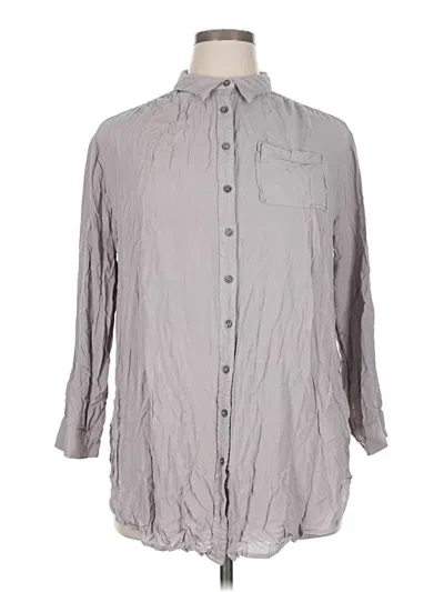 Pre-owned Carly Jean 3/4 Sleeve Button Down Shirt In Gray