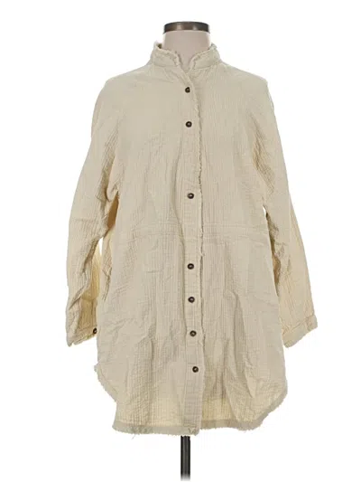 Pre-owned Carly Jean 3/4 Sleeve Button Down Shirt In Tan