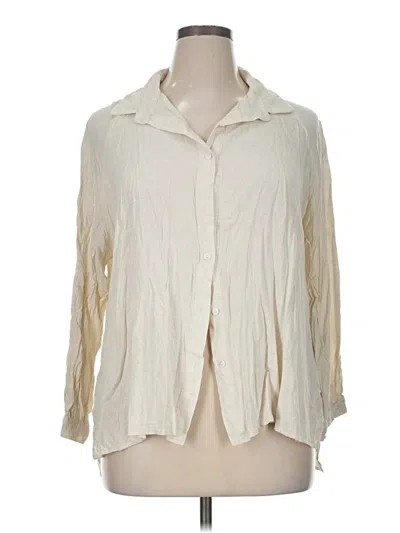 Pre-owned Carly Jean 3/4 Sleeve Button Down Shirt In White