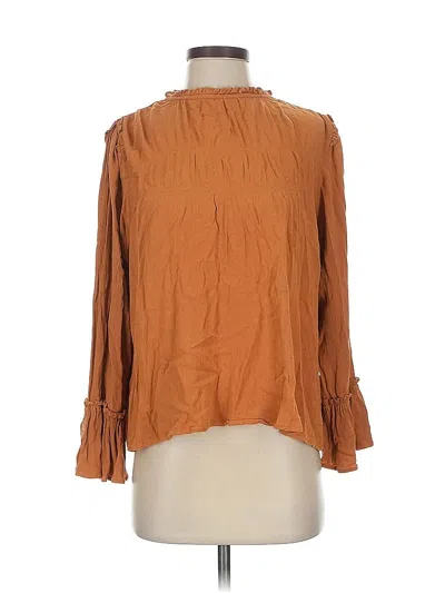 Pre-owned Carly Jean Long Sleeve Blouse In Brown