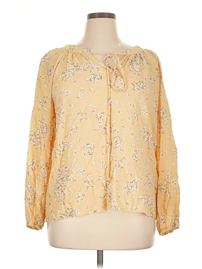 Pre-owned Carly Jean Long Sleeve Blouse In Gold