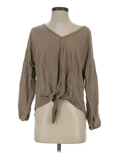 Pre-owned Carly Jean Long Sleeve Blouse In Tan