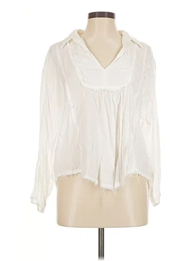 Pre-owned Carly Jean Long Sleeve Blouse In White