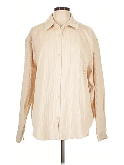 Pre-owned Carly Jean Long Sleeve Button Down Shirt In Tan