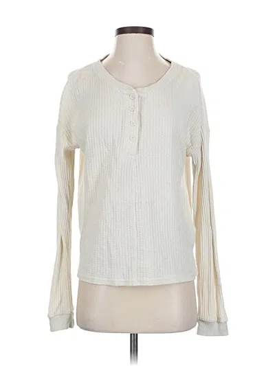 Pre-owned Carly Jean Long Sleeve Henley Shirt In White
