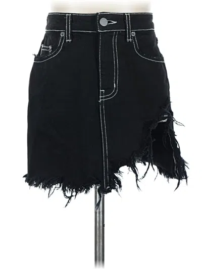 Pre-owned Carmar Denim Skirt In Black