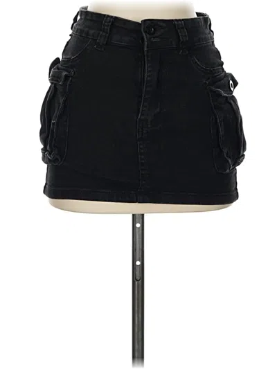 Pre-owned Carmar Denim Skirt In Black