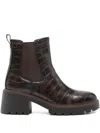 Carmela 60mm Crocodile-embossed Boots In Brown