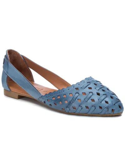 Carmela Adele Womens Leather Cut-out Ballet Flats In Blue