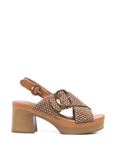 Carmela Buckle-detail Woven Sandals In Multi