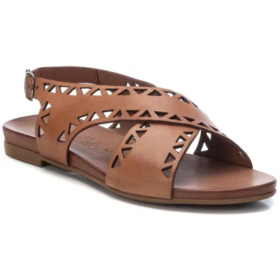 Carmela Clarisa Womens Leather Flat Slingback Sandals In Brown