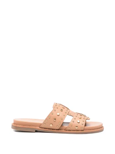 Carmela Stud-embellished Leather Sandals In Pink