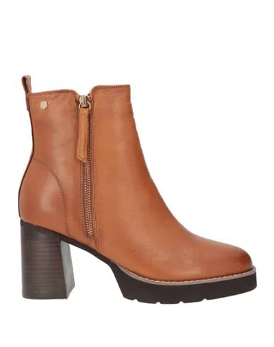 Carmela Woman Ankle Boots Tan Size 6 Leather In Brown