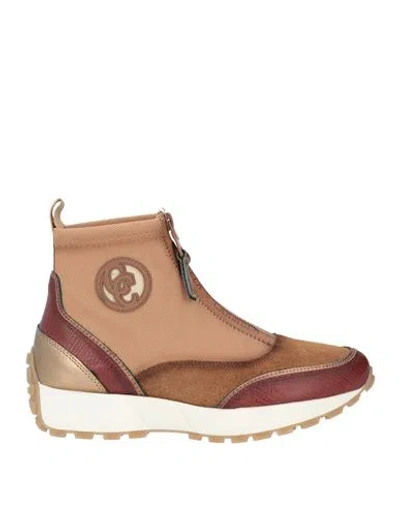 Carmela Woman Sneakers Camel Size 7 Textile Fibers, Leather In Beige