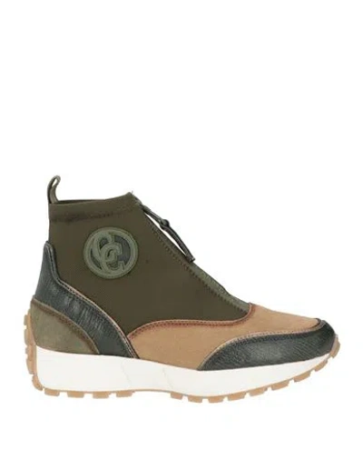 Carmela Woman Sneakers Military Green Size 5 Textile Fibers, Leather