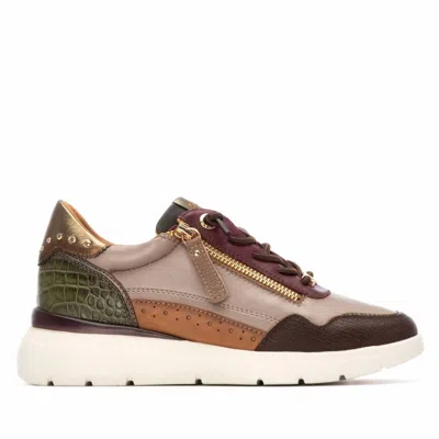 Carmela Women's Leather Casual Slip On Sneakers In Burgundy/ Multicolor