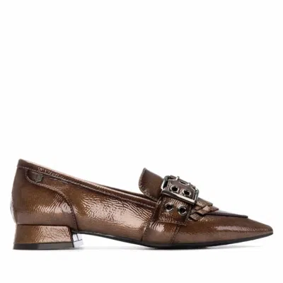 Carmela Women's Leather Pointed Toe Loafers In Taupe In Gray