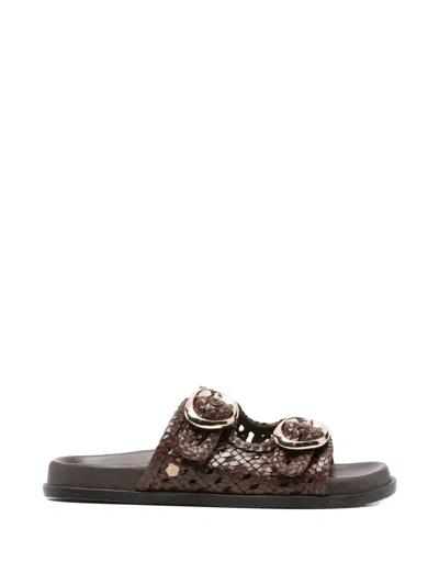 Carmela Woven Buckle-fastening Sandals In Brown