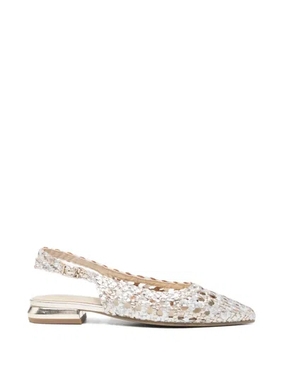 Carmela Woven Slingback Flat Pumps In White