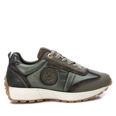 Carmela Xti  Collection Women's Leather & Metallic Fabric Casual Sneakers 161117 In Green