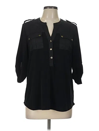 Pre-owned Carmen Marc Valvo 3/4 Sleeve Blouse In Black
