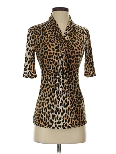 Pre-owned Carmen Marc Valvo 3/4 Sleeve Blouse In Brown