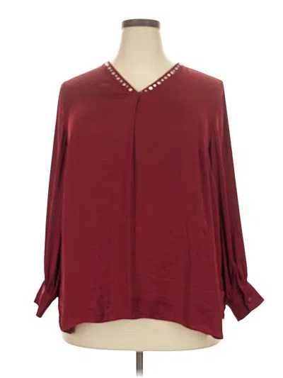 Pre-owned Carmen Marc Valvo 3/4 Sleeve Blouse In Burgundy