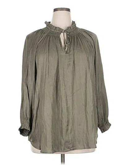 Pre-owned Carmen Marc Valvo 3/4 Sleeve Blouse In Gray