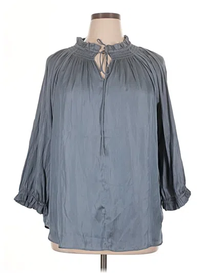 Pre-owned Carmen Marc Valvo 3/4 Sleeve Blouse In Gray