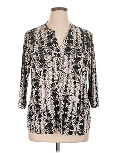 Pre-owned Carmen Marc Valvo 3/4 Sleeve Blouse In Silver