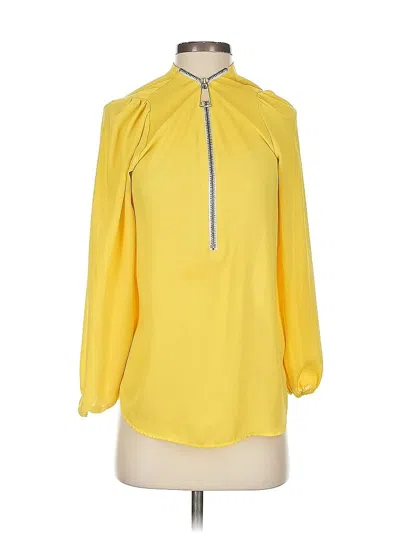 Pre-owned Carmen Marc Valvo 3/4 Sleeve Blouse In Yellow