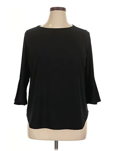 Carmen Marc Valvo 3/4 Sleeve Top Black Boatneck Tops