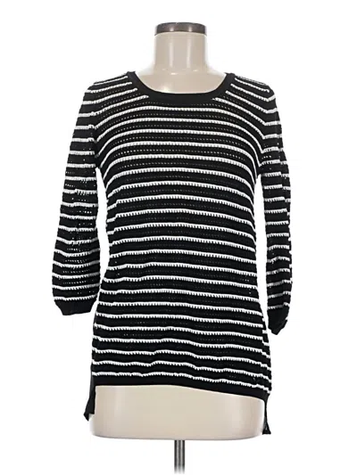 Pre-owned Carmen Marc Valvo 3/4 Sleeve Top Black Boatneck Tops