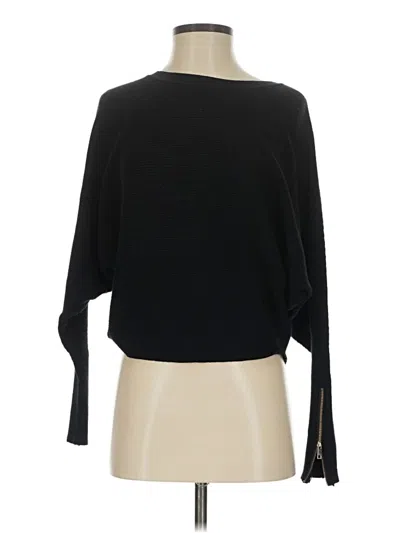 Pre-owned Carmen Marc Valvo 3/4 Sleeve Top Black Boatneck Tops