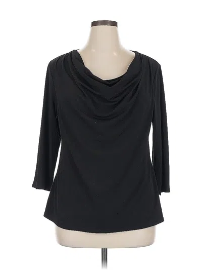 Pre-owned Carmen Marc Valvo 3/4 Sleeve Top Black Cowl Neck Tops