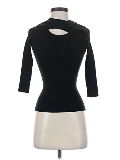 Pre-owned Carmen Marc Valvo 3/4 Sleeve Top Black Turtleneck Tops