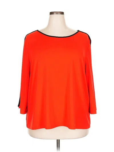 Pre-owned Carmen Marc Valvo 3/4 Sleeve Top Orange Boatneck Tops