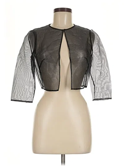 Pre-owned Carmen Marc Valvo 3/4 Sleeve Top Silver Keyhole Neckline Tops